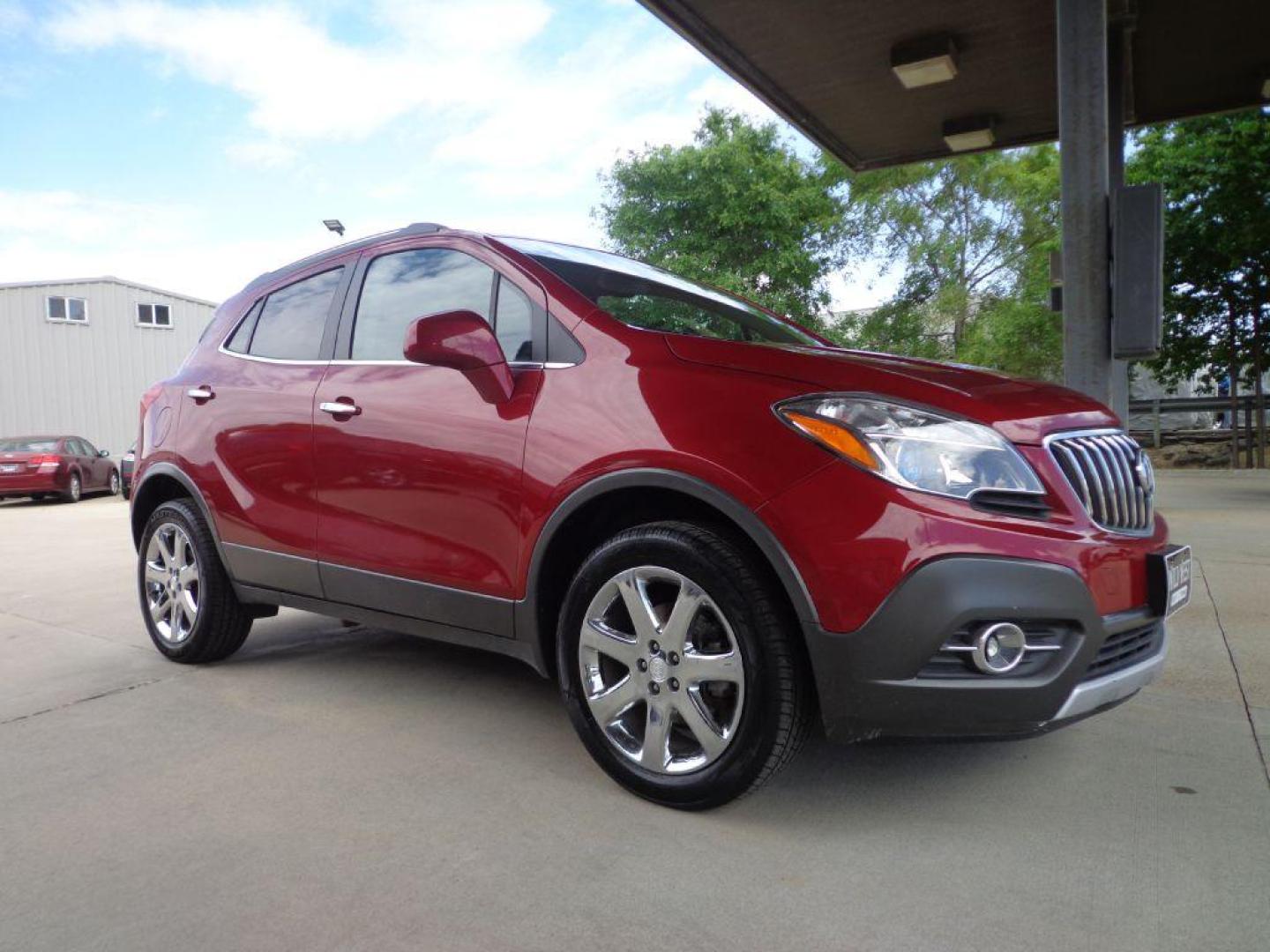 2013 MAROON BUICK ENCORE LEATHER (KL4CJGSBXDB) with an 1.4L engine, Automatic transmission, located at 6610 L St., Omaha, NE, 68117, (402) 731-7800, 41.212872, -96.014702 - Photo#2