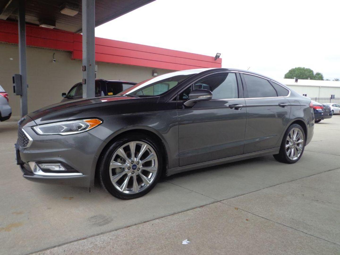 2017 GRAY FORD FUSION TITANIUM (3FA6P0K95HR) with an 2.0L engine, Automatic transmission, located at 6610 L St., Omaha, NE, 68117, (402) 731-7800, 41.212872, -96.014702 - Photo#0