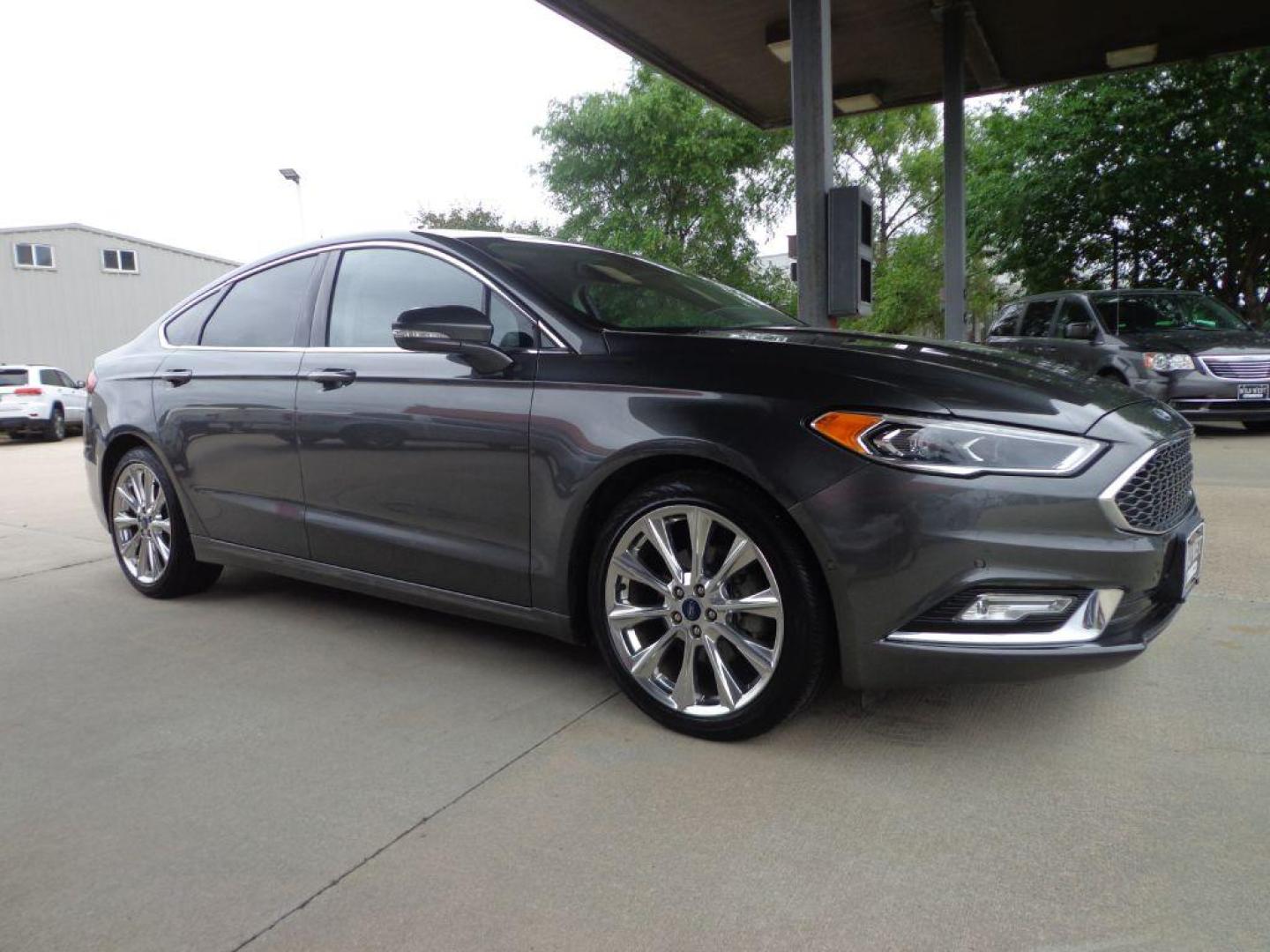 2017 GRAY FORD FUSION TITANIUM (3FA6P0K95HR) with an 2.0L engine, Automatic transmission, located at 6610 L St., Omaha, NE, 68117, (402) 731-7800, 41.212872, -96.014702 - Photo#2